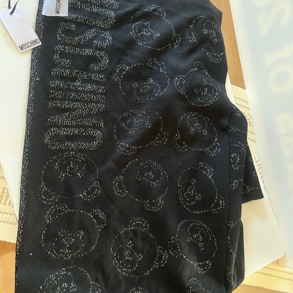 Moschino Teddy logo scarf - black silver new - Picture 3 of 4